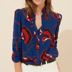 Ba&sh Laura Floral Ruffle Detail Blouse Ladies Medium (2)